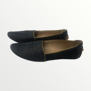 Kate Spade Metallic Gold Navy Blue Flats Leather Bottoms 6 1/2 M